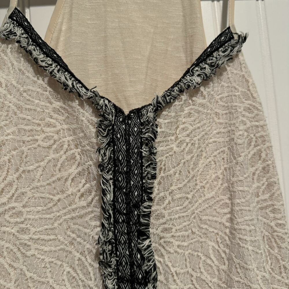 Anthropologie Akemi Kin Fringed Lace Tank Cream Black Size Small - Picture 4 of 7
